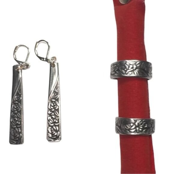 Artisan Floral Roses Ring Made of Japan National Stainless Steel Spoon Size 7 - Picture 14 of 17